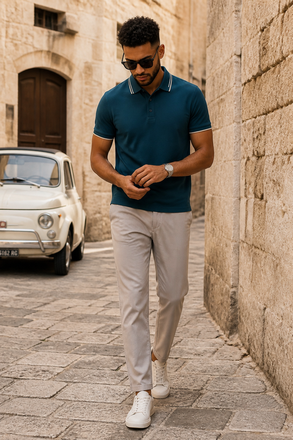 Polo tech azul sin plancha